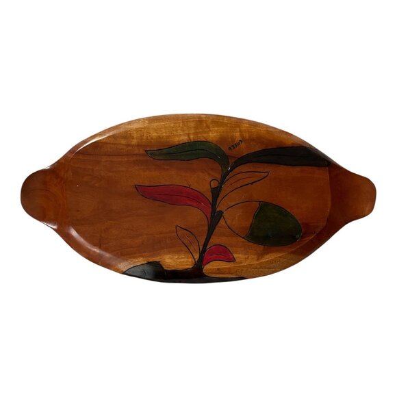 Vintage Hand-Carved & Painted Wooden Serving Tray – African Folk Art - Picture 3 of 4